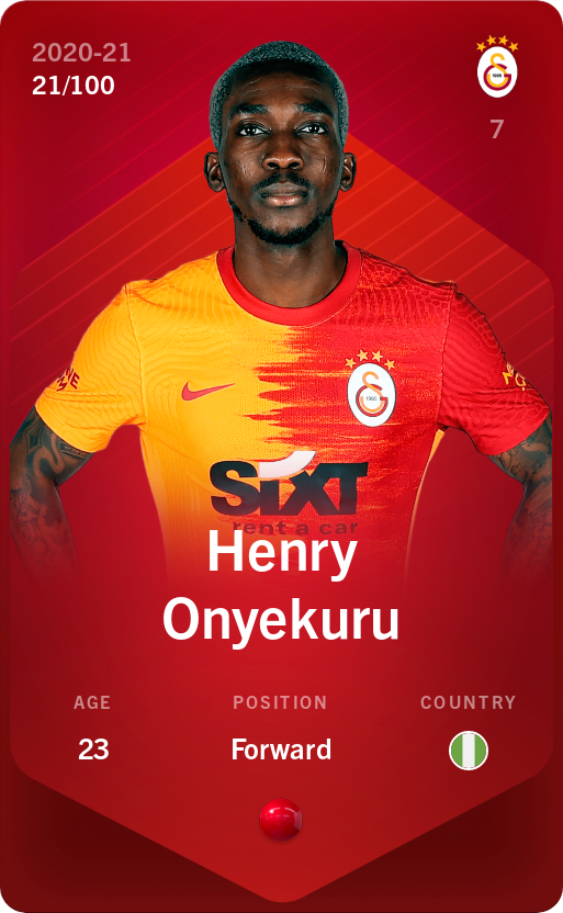 Sorare - Sorare Official - Henry Onyekuru 2020-21 • Rare 21/100 - NFT # 57635417264660278725098901948212911496134403449572119474637958700793614079098