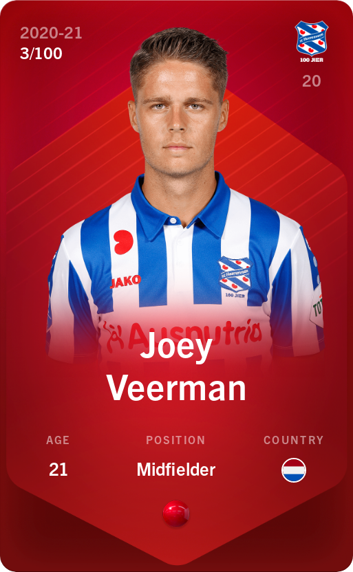 Sorare - Sorare Official - Joey Veerman 2020-21 • Rare 3/100 - NFT # 47351147010523865634439029047922789327667322209581580778935500005421954882053