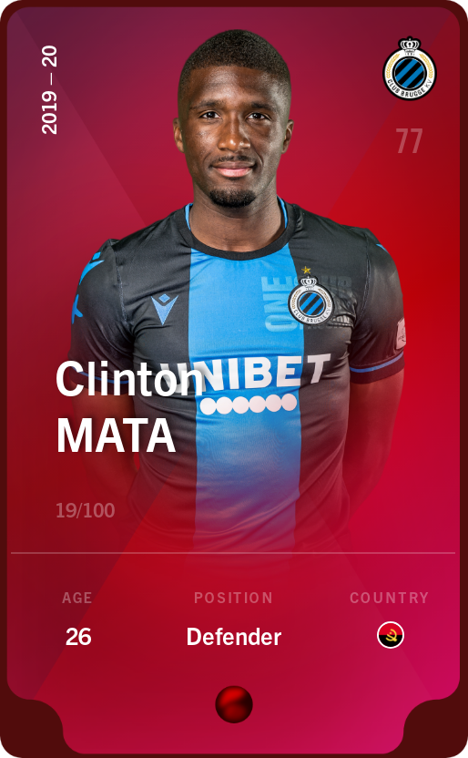 Sorare - Sorare Official - Clinton Mata 2019-20 • Rare 19/100 - NFT # 110419584759213174849375802923381759515096819991739984936539255249728988766427