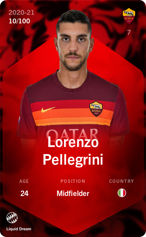 Sorare - Sorare Official - Lorenzo Pellegrini 2020-21 • Rare 10/100 - NFT # 15375591368116827531529067956944855585527351207191862278866700605178828132304