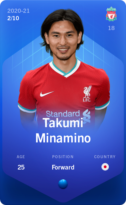 Sorare - Sorare Official - Takumi Minamino 2020-21 • Super Rare 2/10 - NFT # 53881281696872461762034472346251035586305711918247551297518433110674577853177