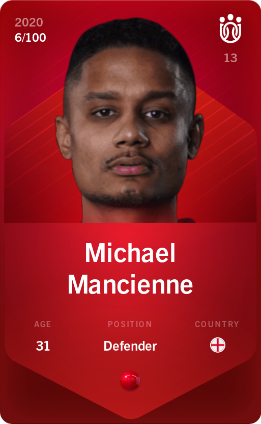 Sorare - Sorare Official - Michael Mancienne 2020-21 • Rare 6/100 - NFT # 85549014241622053815073778223665755684320598981575932463438886114890941636045