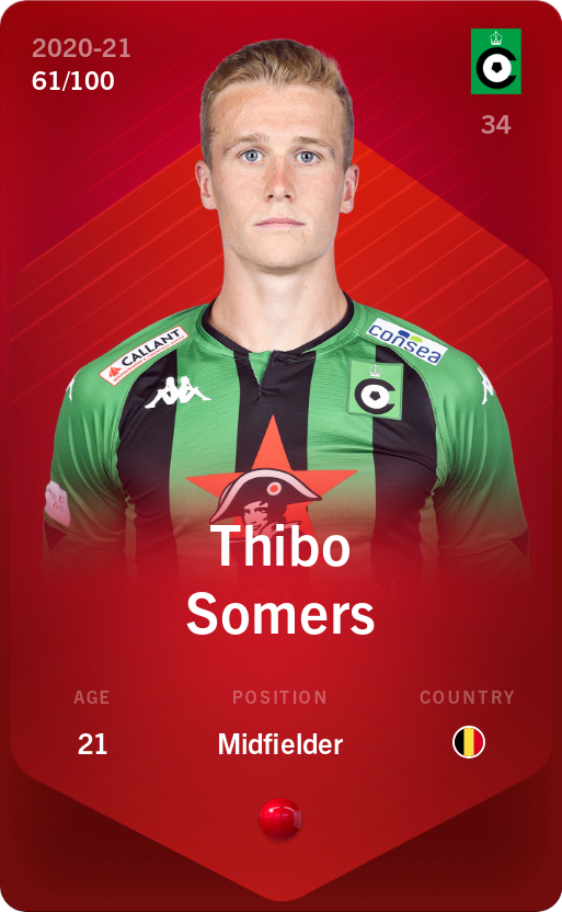 Sorare - Sorare Official - Thibo Somers 2020-21 • Rare 61/100 - NFT # 64148942011999326716460338185302159504022473841278330908310034270578505606886