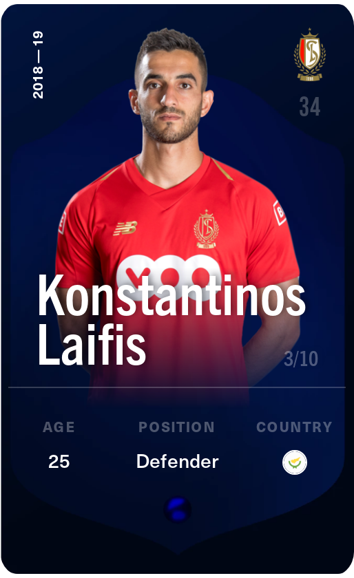Sorare - Sorare Official - Konstantinos Laifis 2018-19 • Super Rare 3/10 - NFT # 107585715741209009625647965706618544086326292411816455119687869650709093924586