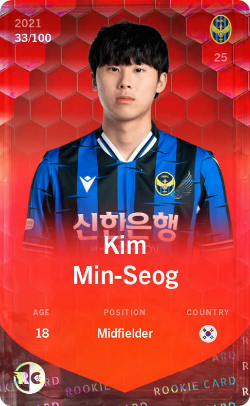 Sorare - Sorare Official - Kim Min-Seog 2021-22 • Rare 33/100 - NFT # 1572702752364362963466675215549855685061497797215310874310213875500442080903