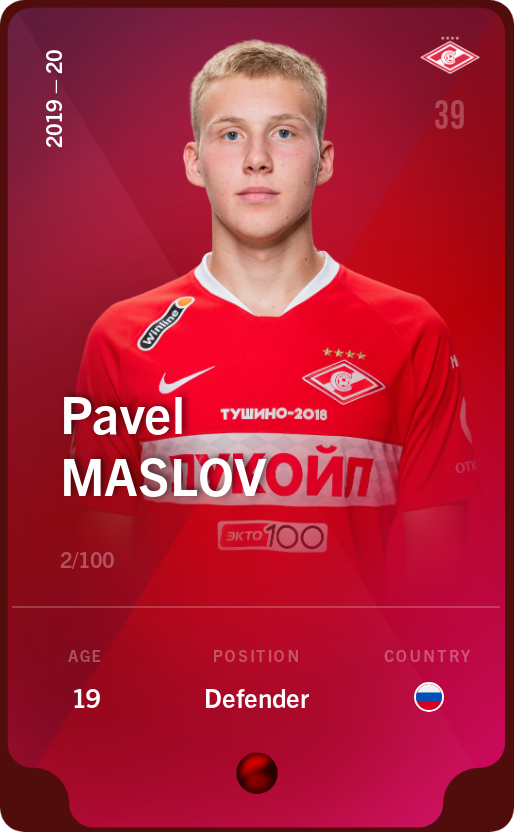 Sorare - Sorare Official - Pavel Maslov 2019-20 • Rare 2/100 - NFT # 71466874412831528806799940244681670445360013470463625299515401927657705741190