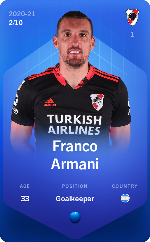 Sorare - Sorare Official - Franco Armani 2020-21 • Super Rare 2/10 - NFT # 74918638551812863729638074132568115504315614448171160475835759539599005380936