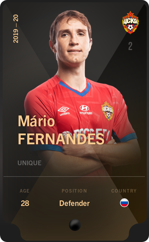 Sorare - Sorare Official - Mário Fernandes 2019-20 • Unique - NFT # 101765482086384216805784878498719312099960481713333463342941423877203755378117