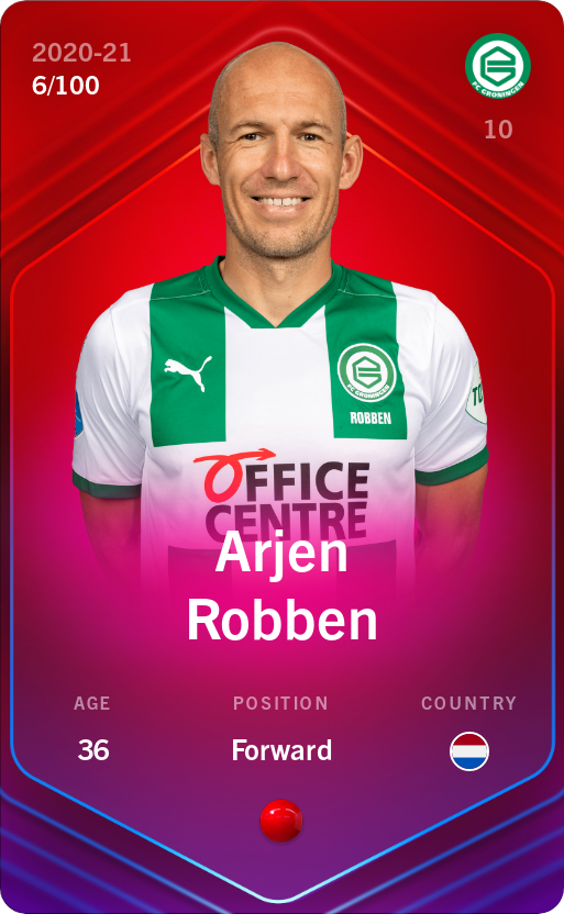 Sorare - Sorare Official - Arjen Robben 2020-21 • Rare 6/100 - NFT # 72712179485920298619506211428938375822249632193867624276891622326266796338354