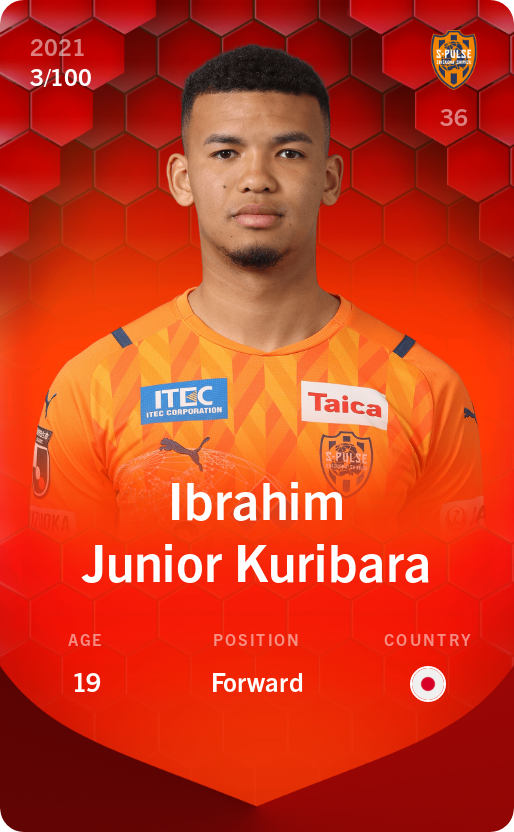 Sorare - Sorare Official - Ibrahim Junior Kuribara 2021-22 • Rare 3/100 - NFT # 111328931479762413523873516379945173712948776094169118209736895439091507650805
