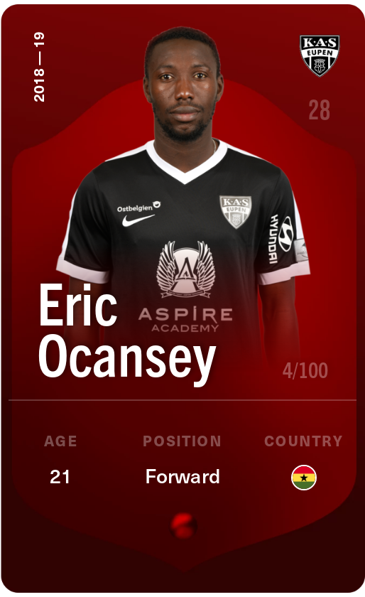Sorare - Sorare Official - Eric Ocansey 2018-19 • Rare 4/100 - NFT # 46804529595004644903304861102355769329417799544496276005125280443319843025043