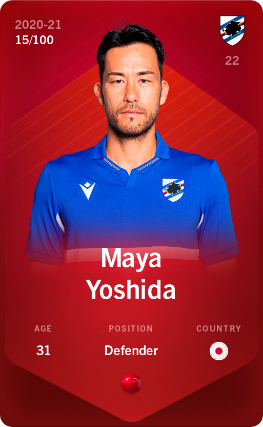Sorare - Sorare Official - Maya Yoshida 2020-21 • Rare 15/100 - NFT # 82442038289963496377261070549649808913619357184332603164763057238164081508537