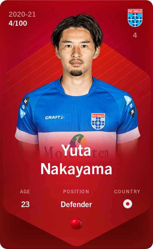 Sorare - Sorare Official - Yuta Nakayama 2020-21 • Rare 4/100 - NFT # 104578705616991411102247885002821256259688645441470051877999144114643832397930