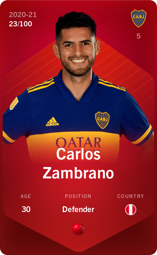 Sorare - Sorare Official - Carlos Zambrano 2020-21 • Rare 23/100 - NFT # 2208974171196926392051372610712728006083742463432459849965630916188284221412