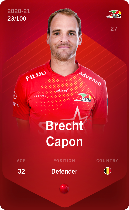 Sorare - Sorare Official - Brecht Capon 2020-21 • Rare 23/100 - NFT # 94445120871626696228469698921253597993992590368822021743367924198467436203232