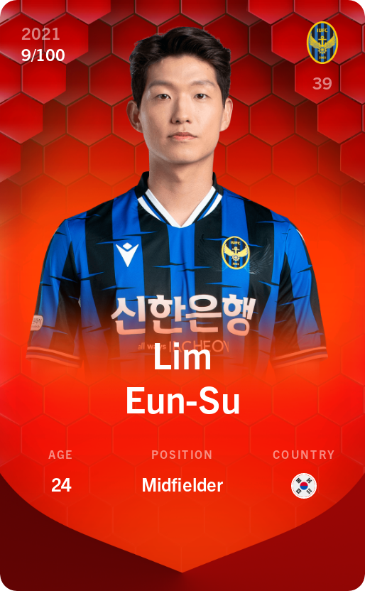 Sorare - Sorare Official - Lim Eun-Su 2021-22 • Rare 9/100 - NFT # 113050891972978447960678425653688000995026954183269961293697477849079240004242