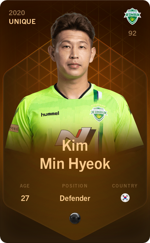 Sorare - Sorare Official - Kim Min Hyeok 2020-21 • Unique - NFT # 26431245855803181772121630121352464378309157515576903202634903120459104225191