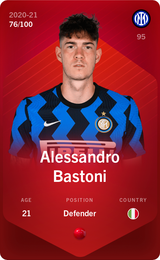 Sorare - Sorare Official - Alessandro Bastoni 2020-21 • Rare 76/100 - NFT # 111912518350450015423314700873047160606279435170323174784116576390244636861559