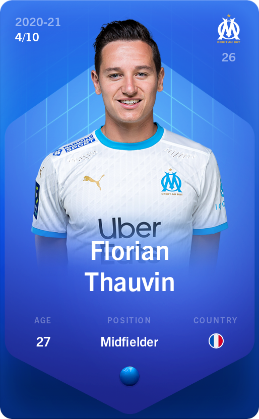Sorare - Sorare Official - Florian Thauvin 2020-21 • Super Rare 4/10 - NFT # 100679746469373154889700460443493671629036658996047710868289496351278564375095