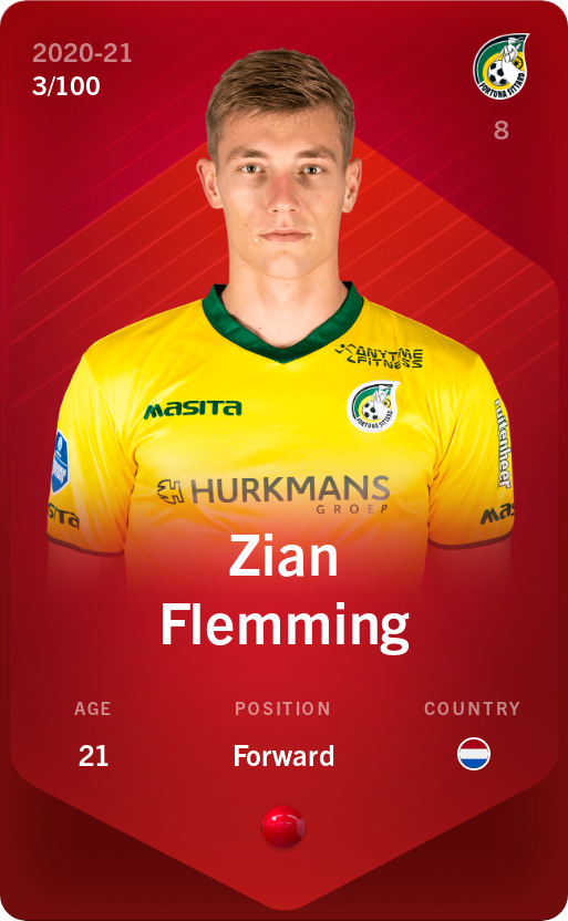 Sorare - Sorare Official - Zian Flemming 2020-21 • Rare 3/100 - NFT # 51126799431770395438384240968097862742940128182721637431959780719314209282677