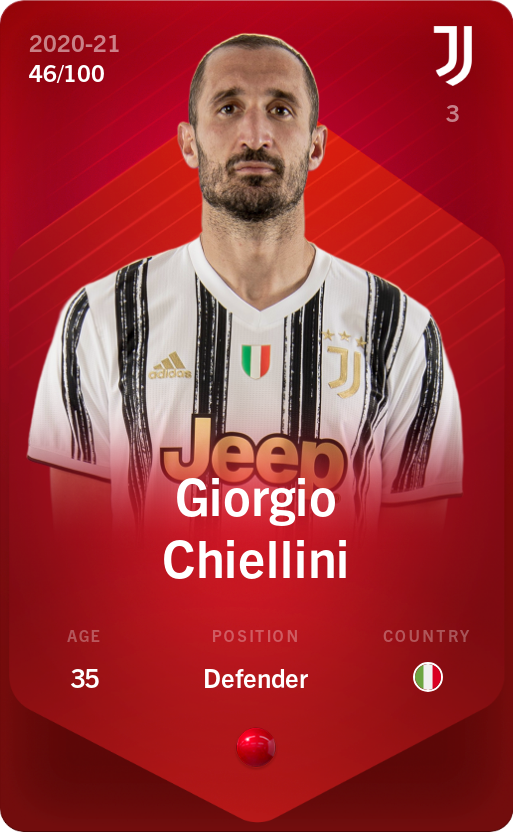 Sorare - Sorare Official - Giorgio Chiellini 2020-21 • Rare 46/100 - NFT # 72617075546177390548364218672134942391184808428792127850101014634198547546759
