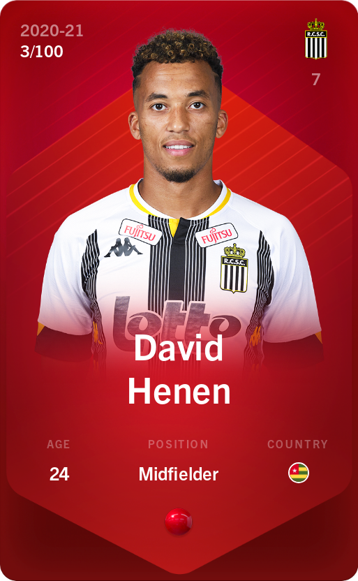 Sorare - Sorare Official - David Henen 2020-21 • Rare 3/100 - NFT # 1062202931777105241385265658043026782995244205943250211671765799480116276551