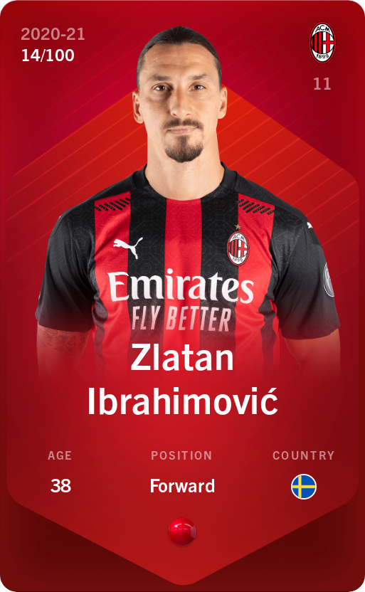 Sorare - Sorare Official - Zlatan Ibrahimović 2020-21 • Rare 14/100 - NFT # 10562683950231749801038429040582374628343682727586675003439689729069759372467