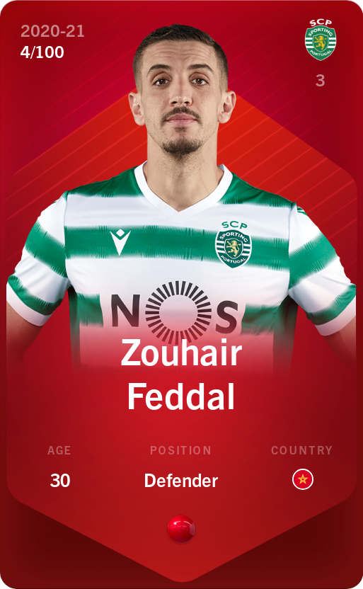 Sorare - Sorare Official - Zouhair Feddal 2020-21 • Rare 4/100 - NFT # 114293305672759888863078949904265420247284896795830714641526379411248296549059