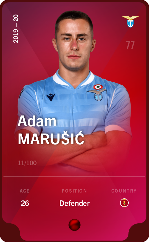 Sorare - Sorare Official - Adam Marušić 2019-20 • Rare 11/100 - NFT # 44903329802765204648375361502139998393145396722176134622336899177224264649967