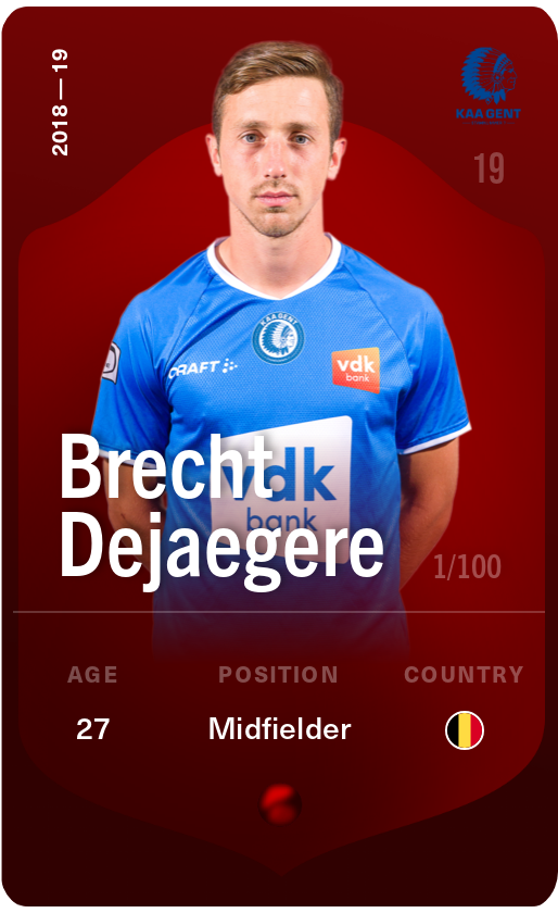 Sorare - Sorare Official - Brecht Dejaegere 2018-19 • Rare 1/100 - NFT # 13860482235686696363124208117947152395270943109377134254247720385223528671159