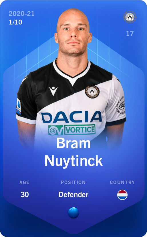 Sorare - Sorare Official - Bram Nuytinck 2020-21 • Super Rare 1/10 - NFT # 87842464689811668387511648775003566728838848110713717692235729469058357605843