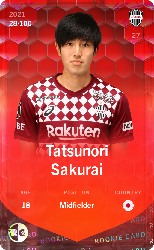 Sorare - Sorare Official - Tatsunori Sakurai 2021-22 • Rare 28/100 - NFT # 85479720093542847147311666294585248565119289982564110060289738500825984209451