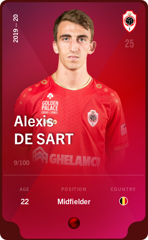 Sorare - Sorare Official - Alexis De Sart 2019-20 • Rare 9/100 - NFT # 46964701309253211519022030497565122253646324100744133709456213763352485808120