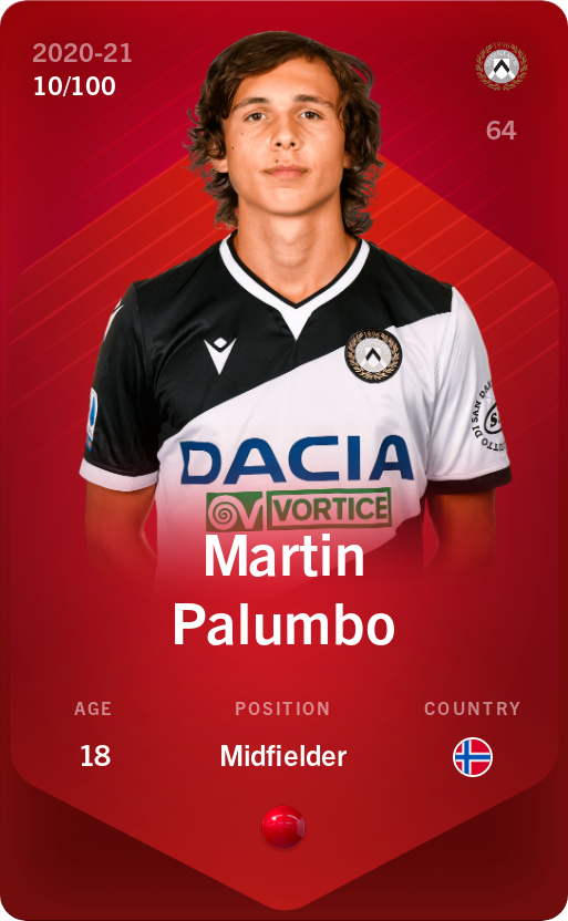 Sorare - Sorare Official - Martin Palumbo 2020-21 • Rare 10/100 - NFT # 36597029906119119094194840597452696428557037553092089275108392929546772976896