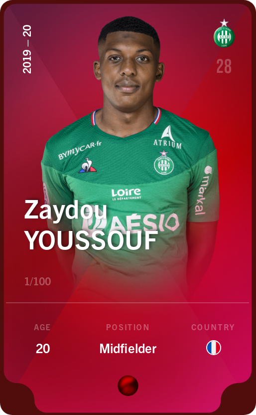 Sorare - Sorare Official - Zaydou Youssouf 2019-20 • Rare 1/100 - NFT # 78646519885007485725410231010918552406625311238121936743744653516430390093067