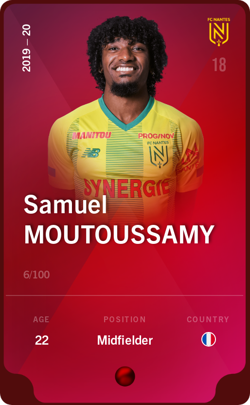 Sorare - Sorare Official - Samuel Moutoussamy 2019-20 • Rare 6/100 - NFT # 59213317839818533999912187317032335244027656530204692200812230917465213371668