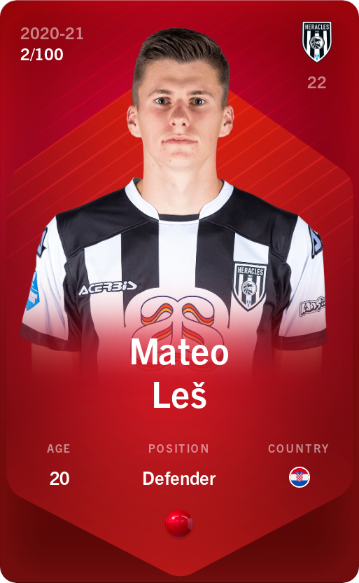 Sorare - Sorare Official - Mateo Leš 2020-21 • Rare 2/100 - NFT # 37841318608605898723973043369055695453806800657816268041483465035652387444192