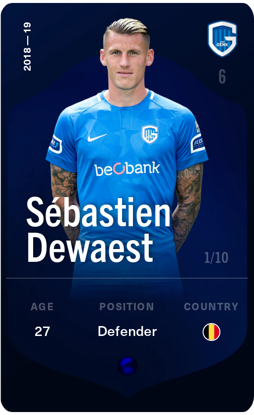 Sorare - Sorare Official - Sébastien Dewaest 2018-19 • Super Rare 1/10 - NFT # 60580122786172925131131543612139004447724716601749245135960470803194505762171