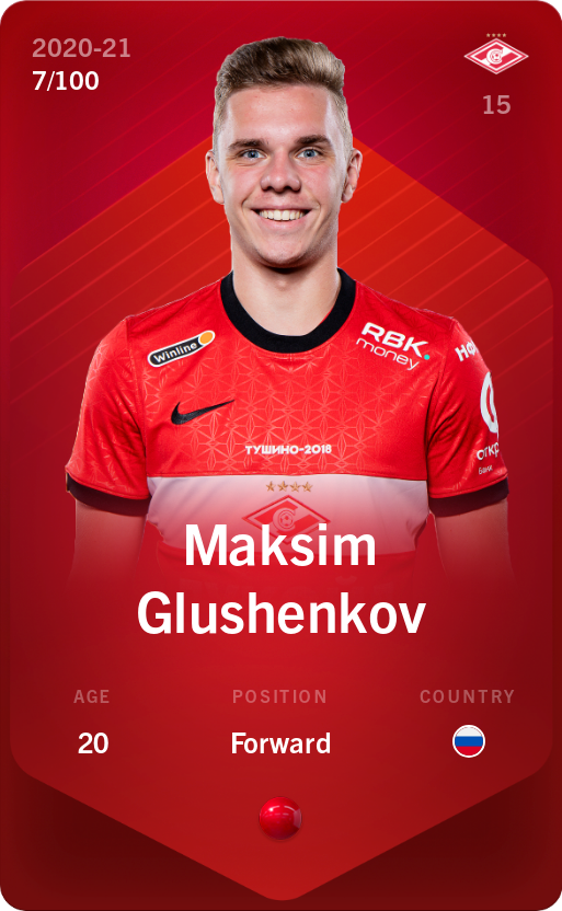 Sorare - Sorare Official - Maksim Glushenkov 2020-21 • Rare 7/100 - NFT # 110844064017968279400562979399864383424611463975874913593855266977997957861615