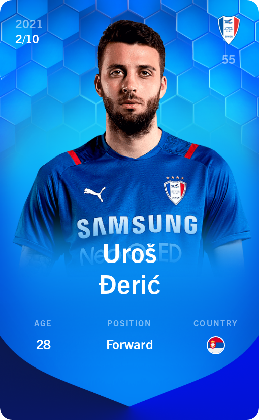 Sorare - Sorare Official - Uroš Đerić 2021-22 • Super Rare 2/10 - NFT # 58954276176146722784821698244679004425319896763491477053107726389215224595020