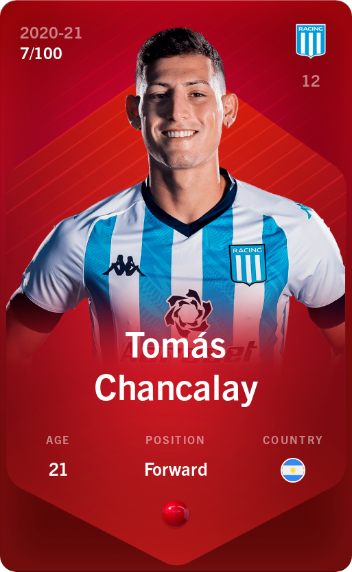 Sorare - Sorare Official - Tomás Chancalay 2020-21 • Rare 7/100 - NFT # 88886399162992843068016916629490881244059265938196820019310492833764074239562