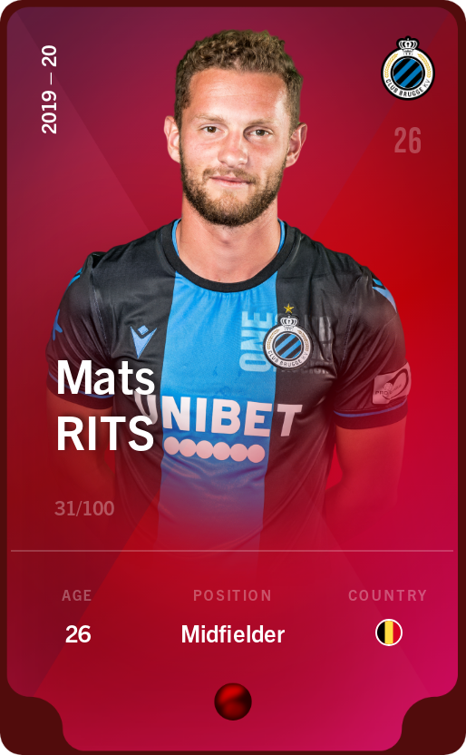 Sorare - Sorare Official - Mats Rits 2019-20 • Rare 31/100 - NFT # 110187692568487612304168616572297719559953573412971195760823744499941560977206