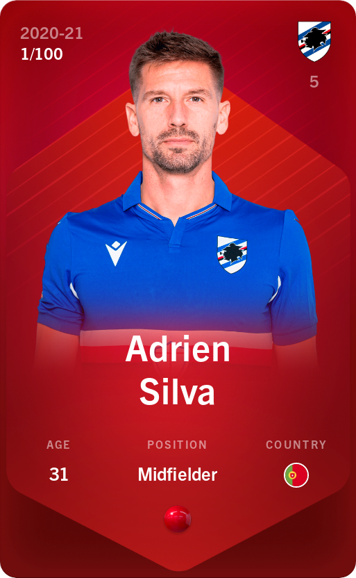 Sorare - Sorare Official - Adrien Silva 2020-21 • Rare 1/100 - NFT # 3389229654780989233768572131709028924885544628836019987999066668489206079991