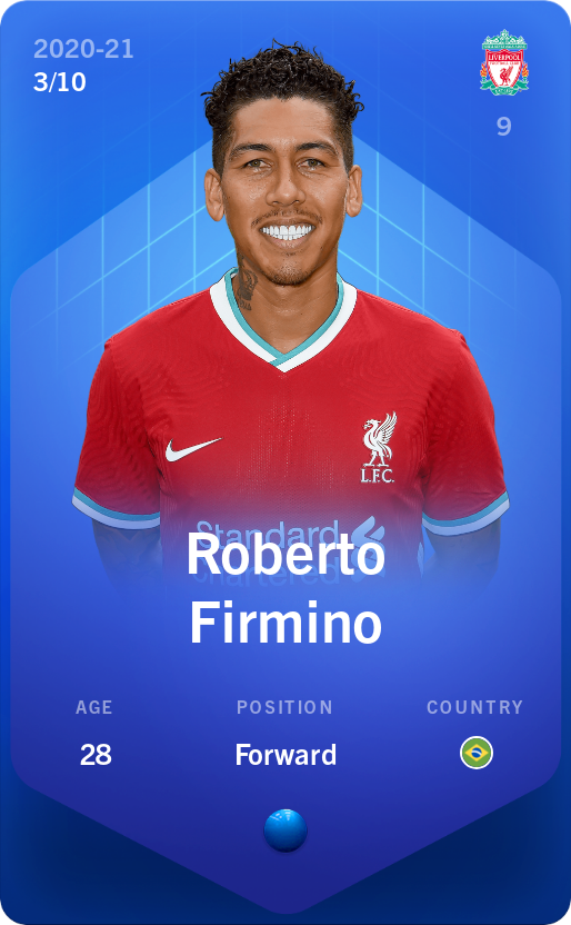 Sorare - Sorare Official - Roberto Firmino 2020-21 • Super Rare 3/10 - NFT # 105519618858116479280657466890760279066202178331022035936898548173095010936761
