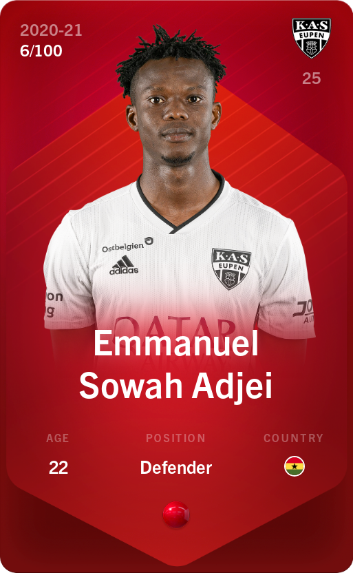 Sorare - Sorare Official - Emmanuel Sowah Adjei 2020-21 • Rare 6/100 - NFT # 51983276006718293421933044821331615692761514151858154264882716445022360590859