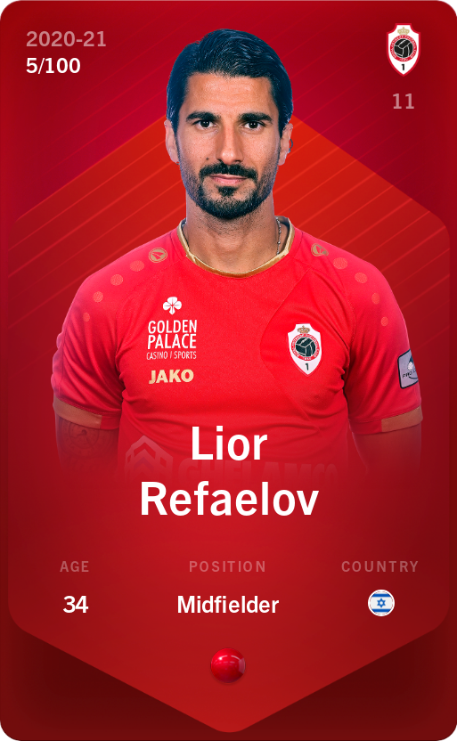 Sorare - Sorare Official - Lior Refaelov 2020-21 • Rare 5/100 - NFT # 48995034593582616129584674009039653004449602674941279667683212340638801662224