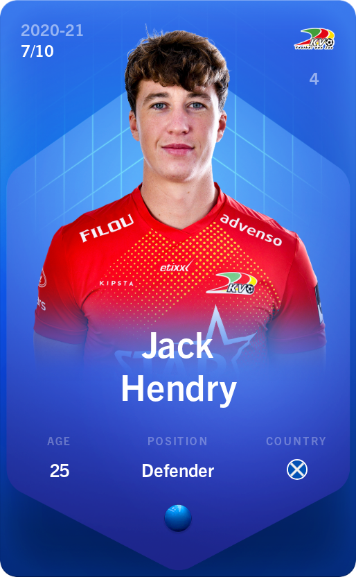 Sorare - Sorare Official - Jack Hendry 2020-21 • Super Rare 7/10 - NFT # 39349567531726316672267575282166905412108450170917437858937062300212672796691
