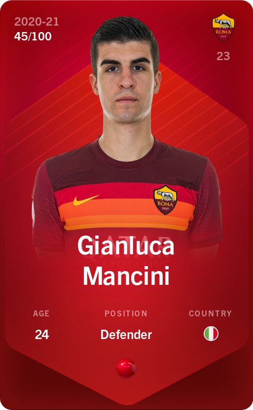 Sorare - Sorare Official - Gianluca Mancini 2020-21 • Rare 45/100 - NFT # 66179362132119809720703601339577810196401839392657298207062935761666270988964