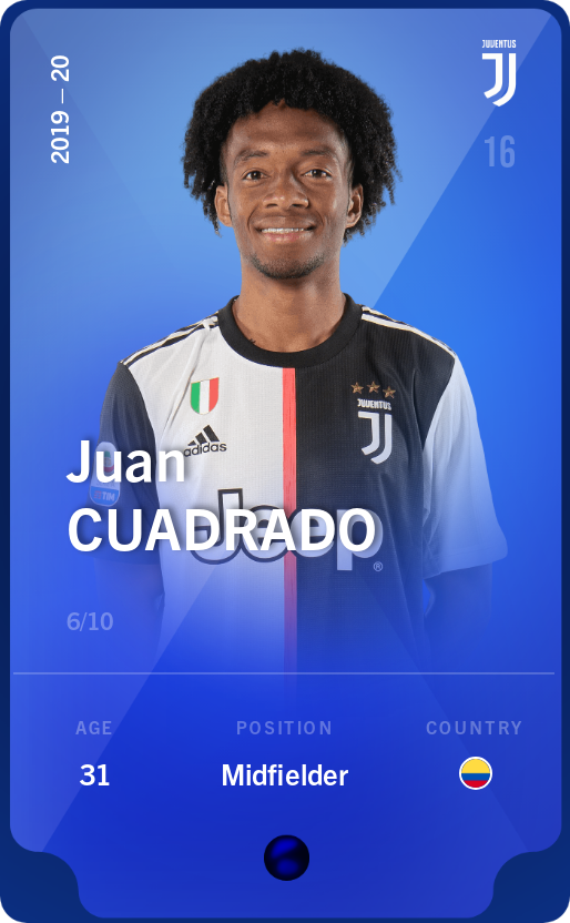 Sorare - Sorare Official - Juan Cuadrado 2019-20 • Super Rare 6/10 - NFT # 12822105534783262700941799372987501252544992145758205075334621587549012623374
