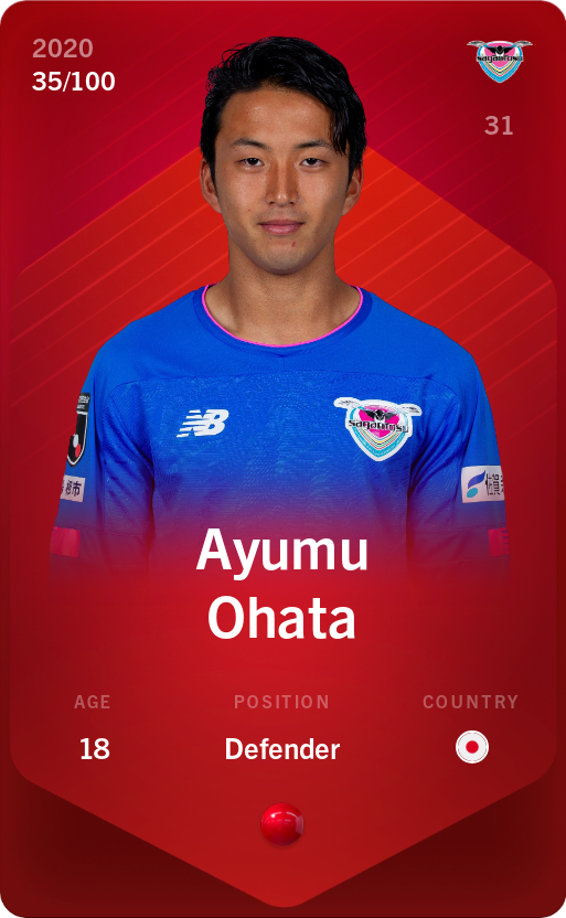 Sorare - Sorare Official - Ayumu Ohata 2020-21 • Rare 35/100 - NFT # 14485395042329237190363435006261102156488704635827640463266222623767305234703